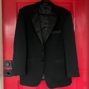 Fabrini Men's 40R Black Blazer Pure New Wool Black Tie Wedding Suit Jacket